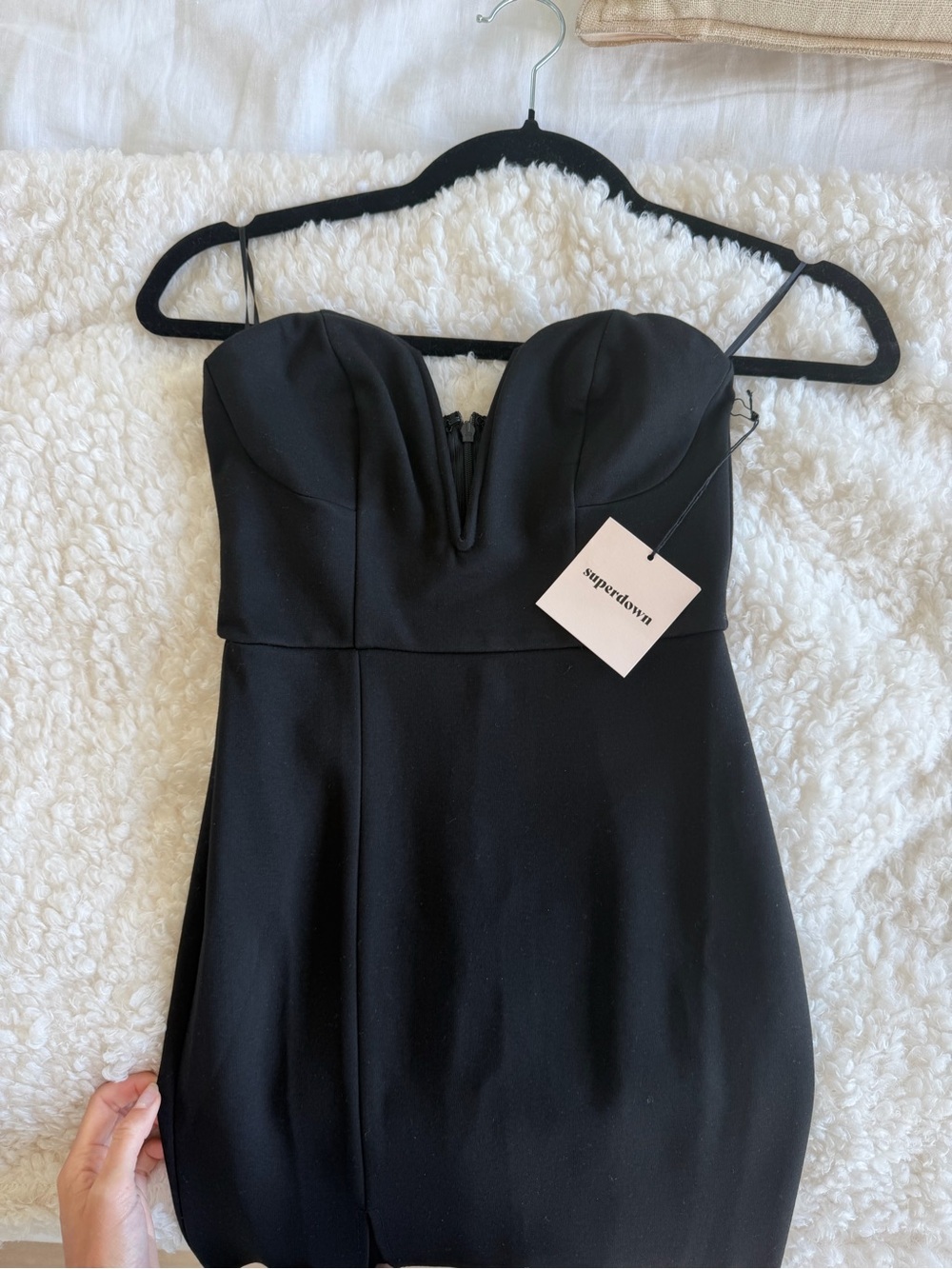 superdown Black Strapless Sweetheart Mini Dress